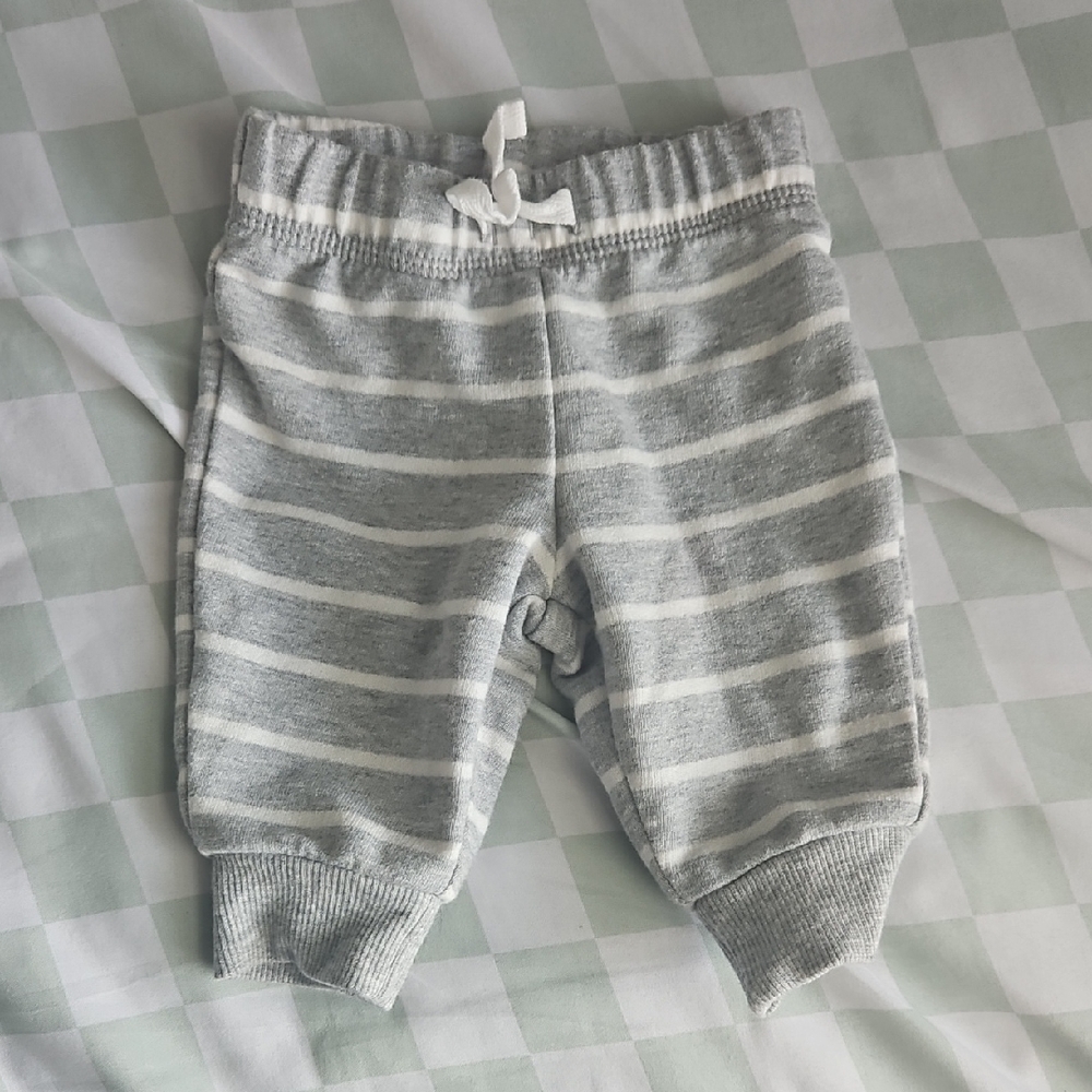 Carter's Gray & White Striped Baby Jogger Pants